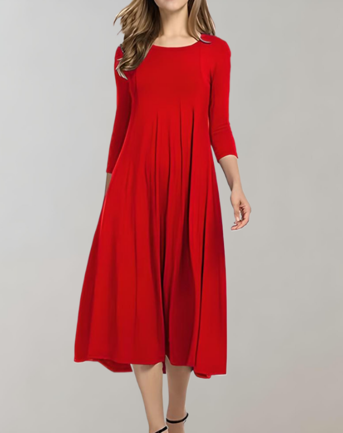 Elegant Swing Dress with 3/4 Sleeves – Stylish Look for Women